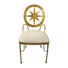 Load image into Gallery viewer, Mid-century Italian set of four gilt metal star dining chairs