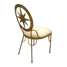 Load image into Gallery viewer, Mid-century Italian set of four gilt metal star dining chairs