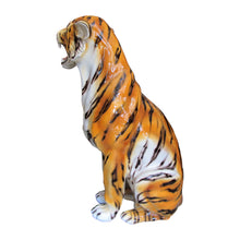 Load image into Gallery viewer, 1980s Italian large ceramic sculpture of a seating tiger