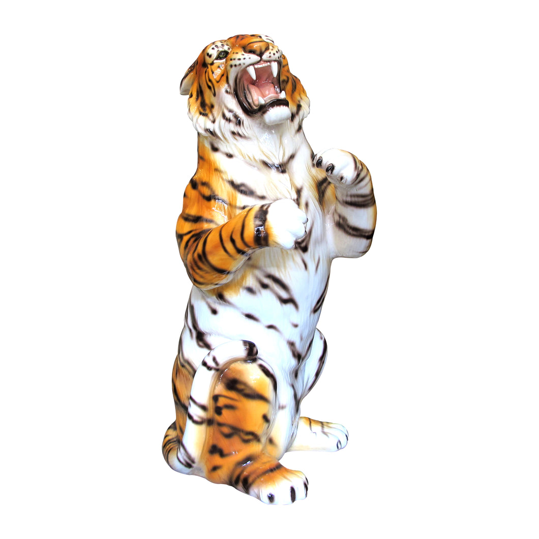1980s Italian large ceramic sculpture of a standing up tiger