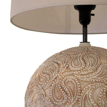 Load image into Gallery viewer, 1970s English large ceramic sphere table lamp with paisley pattern