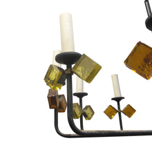 Load image into Gallery viewer, 1950s Danish Pair of Iron and Coloured Glass Chandelier By Svend Aage Holm Sorensen