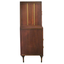 Load image into Gallery viewer, Large 1960s American Oak Tallboy with Brass Inlay by Vanleigh Furniture