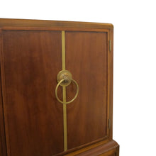 Load image into Gallery viewer, Large 1960s American Oak Tallboy with Brass Inlay by Vanleigh Furniture