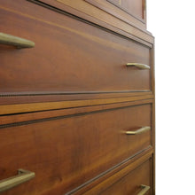 Load image into Gallery viewer, Large 1960s American Oak Tallboy with Brass Inlay by Vanleigh Furniture