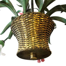 Load image into Gallery viewer, 1980S ITALIAN COLOURED GLASS AND TOLEWARE CHANDELIER BY BANCI, FLORENCE