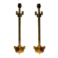Load image into Gallery viewer, 1980s Italian Pair Of Structural Brass Table Lamps