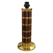 Load image into Gallery viewer, Spanish, 1970s Pair Of Tubular Walnut And Brass Table Lamps