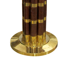 Load image into Gallery viewer, Spanish, 1970s Pair Of Tubular Walnut And Brass Table Lamps