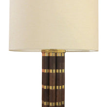 Load image into Gallery viewer, Spanish, 1970s Pair Of Tubular Walnut And Brass Table Lamps