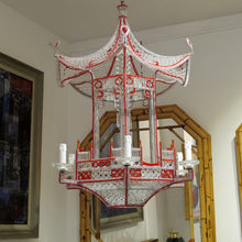 Load image into Gallery viewer, 1990s Italian Custom-Made Hexagonal Beaded Pagoda Chandelier