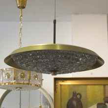 Load image into Gallery viewer, 1960s Swedish Brass and Glass Ceiling Light with Moulded Glass