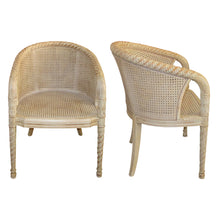 Load image into Gallery viewer, 1960s French Pair of Cane Occasional Chairs with Hand-Carved Frame