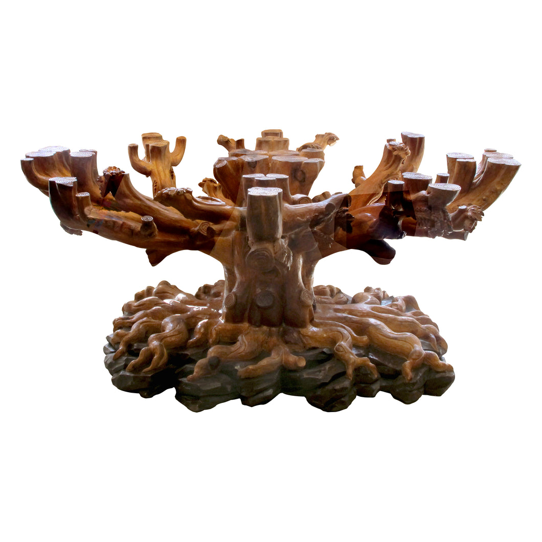 1980s Italian Hand-Carved Tree Shaped Large Dining/Centre Table Base by Bartolozzi e Maioli