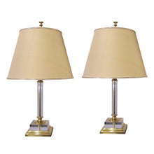 Load image into Gallery viewer, 1970s Italian Pair of Large Lucite Table Lamps with Conic Lampshades