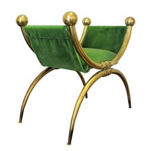 Load image into Gallery viewer, 1940s/50s Italian Pair of Brass Curule Stools with Scrolled Legs