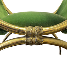 Load image into Gallery viewer, 1940s/50s Italian Pair of Brass Curule Stools with Scrolled Legs