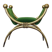 Load image into Gallery viewer, 1940s/50s Italian Pair of Brass Curule Stools with Scrolled Legs
