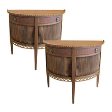 Load image into Gallery viewer, 1950s French Pair of Demi Lune Side/End Tables with Tambour Doors
