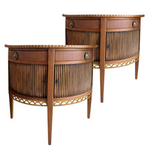 Load image into Gallery viewer, 1950s French Pair of Demi Lune Side/End Tables with Tambour Doors