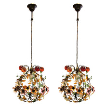 Load image into Gallery viewer, 1950s French Pair of Multi-Coloured Floral Ceiling Pendant Lights