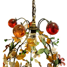 Load image into Gallery viewer, 1950s French Pair of Multi-Coloured Floral Ceiling Pendant Lights