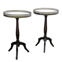 Load image into Gallery viewer, French Mid-Century Pair of Gueridons with Bronze Gallery and Marble Top