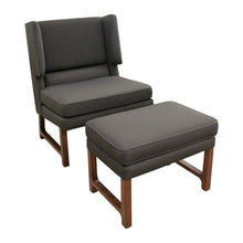 Load image into Gallery viewer, English Modern Large Wingback Armchair with its Matching Stool
