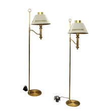 Load image into Gallery viewer, Swedish 1970s Pair of Brass and Metal Bracket Floor Lamps White Shades