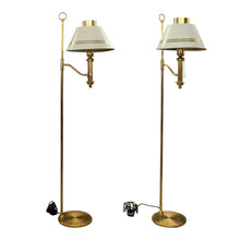 Load image into Gallery viewer, Swedish 1970s Pair of Brass and Metal Bracket Floor Lamps White Shades