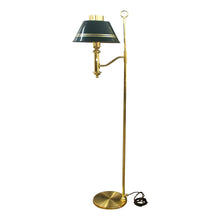 Load image into Gallery viewer, Swedish 1970s Pair of Brass and Metal Bracket Floor Lamps Green Shades