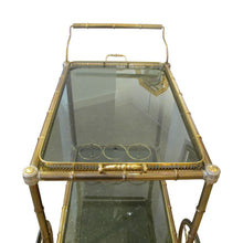 Load image into Gallery viewer, 1960s French Brass Serving Bar Cart with Tray on Wheels