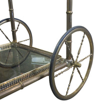 Load image into Gallery viewer, 1960s French Brass Serving Bar Cart with Tray on Wheels