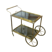 Load image into Gallery viewer, 1960s French Brass Serving Bar Cart with Tray on Wheels