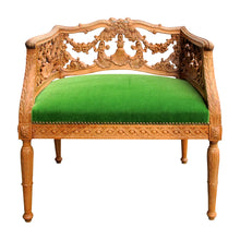 Load image into Gallery viewer, Early 1900s Swedish Pair of Armchairs with Carved Frame and Green Mohair Seats