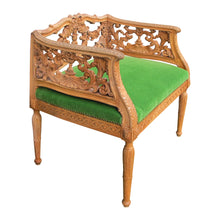 Load image into Gallery viewer, Early 1900s Swedish Pair of Armchairs with Carved Frame and Green Mohair Seats