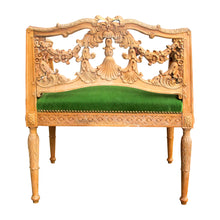 Load image into Gallery viewer, Early 1900s Swedish Pair of Armchairs with Carved Frame and Green Mohair Seats