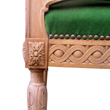 Load image into Gallery viewer, Early 1900s Swedish Pair of Armchairs with Carved Frame and Green Mohair Seats