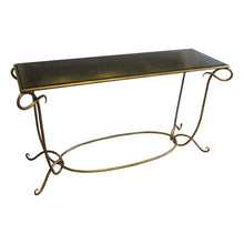 Load image into Gallery viewer, 1950s French Large Console Table with Gilt Iron Frame