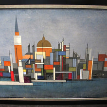 Load image into Gallery viewer, 1940s Colourful Oil on Canvas of Cityscape by Hansen, Swedish