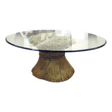 Load image into Gallery viewer, 1950s Italian Large Oval Sheaf of Wheat Coffee Table with Glass Top