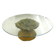 Load image into Gallery viewer, 1950s Italian Large Oval Sheaf of Wheat Coffee Table with Glass Top
