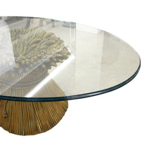 Load image into Gallery viewer, 1950s Italian Large Oval Sheaf of Wheat Coffee Table with Glass Top