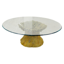 Load image into Gallery viewer, 1950s Italian Large Oval Sheaf of Wheat Coffee Table with Glass Top