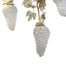 Load image into Gallery viewer, 1950s Large Pair of Toleware Ceiling Lamps With Grapevine Glass Shades, French