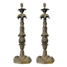 Load image into Gallery viewer, Early 1900s Pair of Art Nouveau Bronze Table Lamps, French