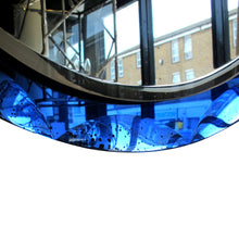 Load image into Gallery viewer, 1960 Round Mirror With a Large Bevelled Deep Blue Frame, Italian