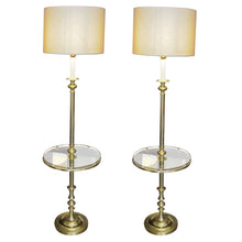 Load image into Gallery viewer, 1970s Pair of Brass Floor Lamps with Integrated Side Tables, Swedish