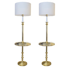 Load image into Gallery viewer, 1970s Pair of Brass Floor Lamps with Integrated Side Tables, Swedish