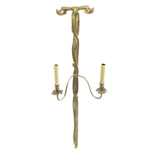 Load image into Gallery viewer, Early 1900s Pair of Large Gilt Bronze Wall lights in the Shape of a Bow Tie, French